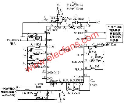 MAX134構(gòu)成的數(shù)字多用表基本電路  m.greenbey.cn