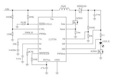 圖5 LED驅(qū)動(dòng)電路
