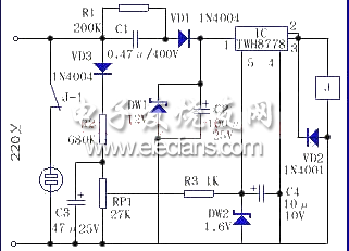 TWH8778組成的自動斷電過壓保護(hù)電路圖