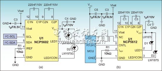 2顆LED式充電泵驅(qū)動器應用