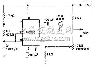如圖所示為發(fā)聲式連續(xù)性測試儀電路