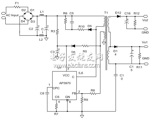 AP3968/69/70的典型雙輸出應(yīng)用
