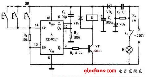 巧用CD4017制作多地單鍵控制開關(guān)