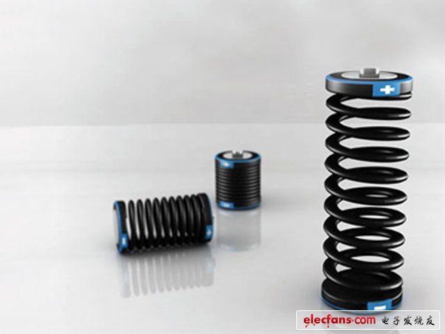 彈簧電池設(shè)計：這樣的電池肯定讓我們大開眼界，它的主體是彈簧，也正是利用它伸縮的特性