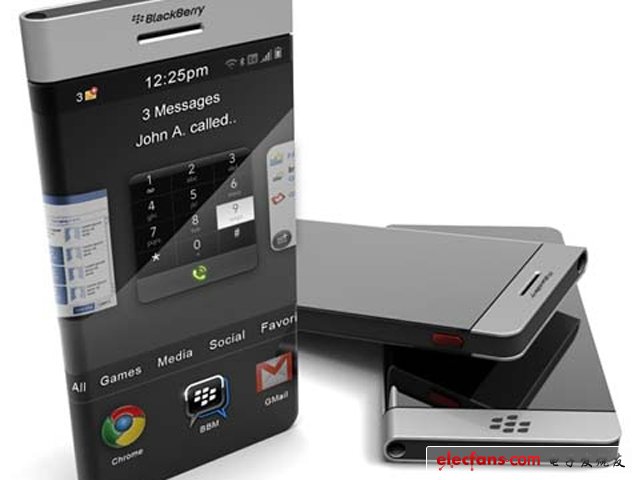 莓概念手機(jī)：似乎加拿大的黑莓公司給人的感覺就是那種很專業(yè)、又很保守的公司，就像它的手機(jī)給人那種格外強(qiáng)烈的安全感一般