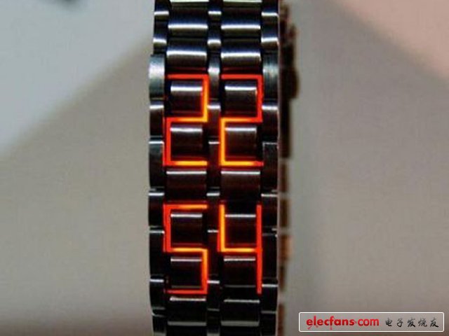 另類手表：你并沒有看錯，這的確是一款手表。它巧妙的利用了表鏈的結(jié)構(gòu)，將LED隱藏在了表鏈的縫隙中，通過這種方式來顯示時間
