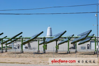 太陽(yáng)能電池板：在整個(gè)莫哈韋沙漠，我們可以看到很多這種太陽(yáng)能電池板