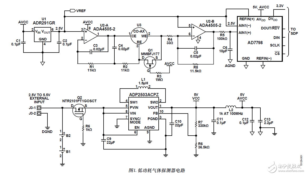 使用電化學(xué)傳感器的單電源、微功耗有毒氣體探測(cè)器電路設(shè)計(jì)