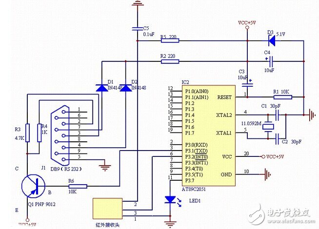 解讀AT89C2051遙控接收器電路原理
