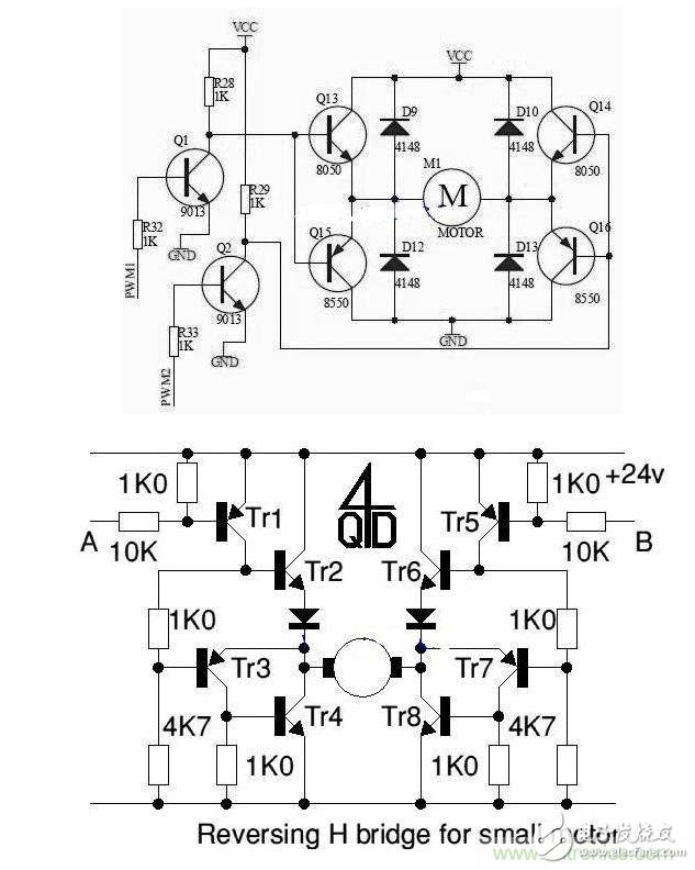 H橋驅(qū)動(dòng)電路原理圖及使能控制和方向邏輯